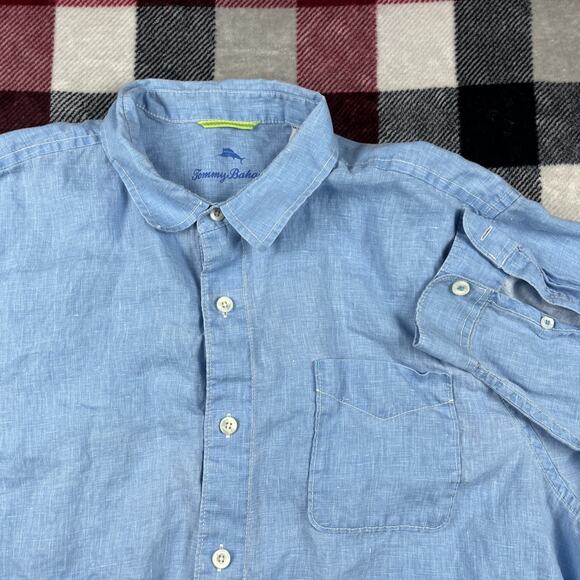 Tommy Bahama Shirt Mens 2XLT Blue 100% Linen Casual Beach Relax Resort Preppy - Picture 2 of 15